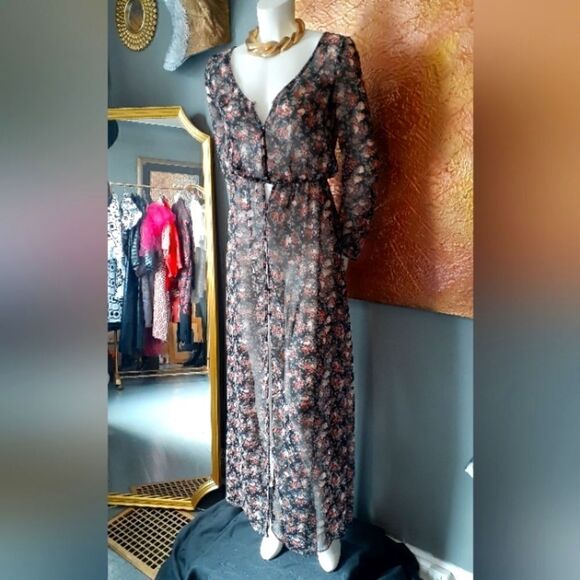 Zara Chiffon Floral Maxi Dress - Picture 1 of 16